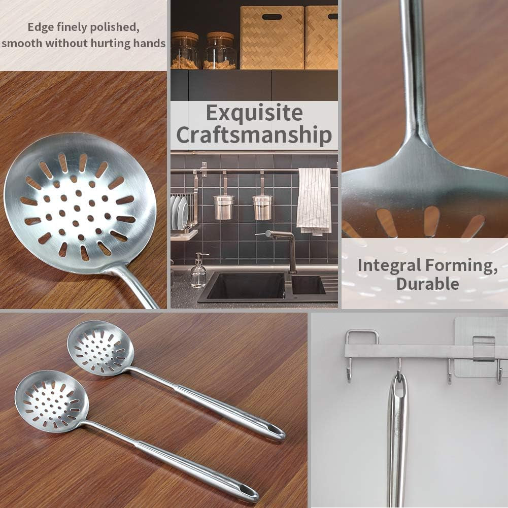 15.47 Inches Stainless Steel Slotted Skimmer with Vacuum Ergonomic round Handle