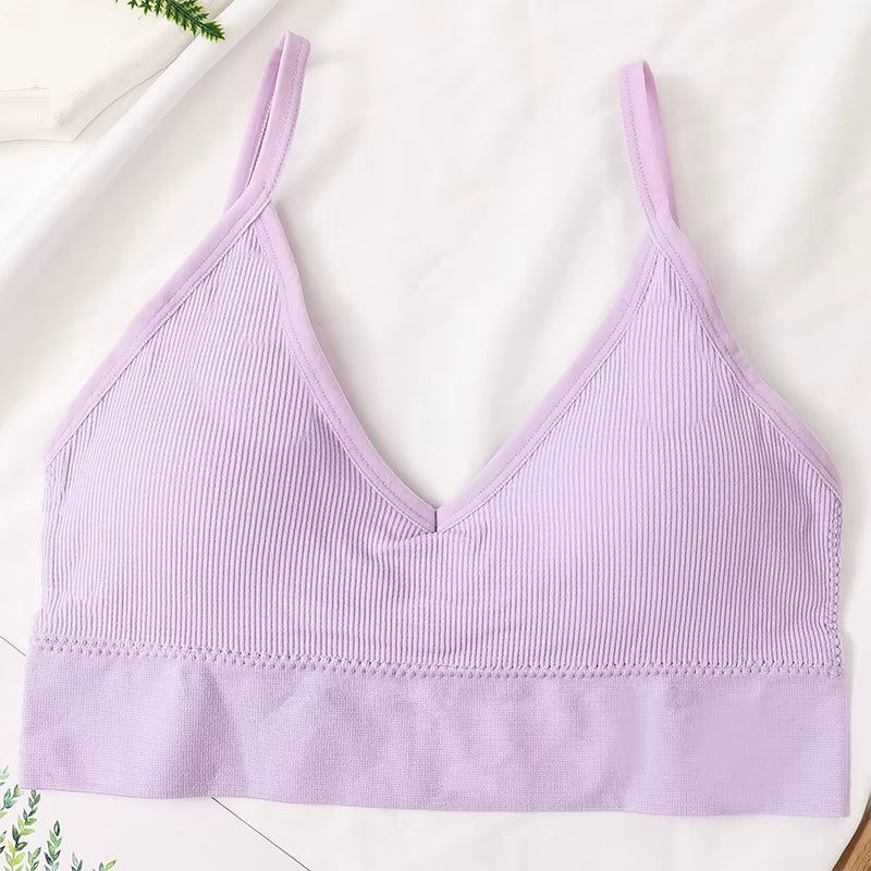 Women Crop Top Seamless Tube Top Underwear Low Back Bra Sports Fitness Top Streetwear Tank Bandeau Lingerie Removable Pad