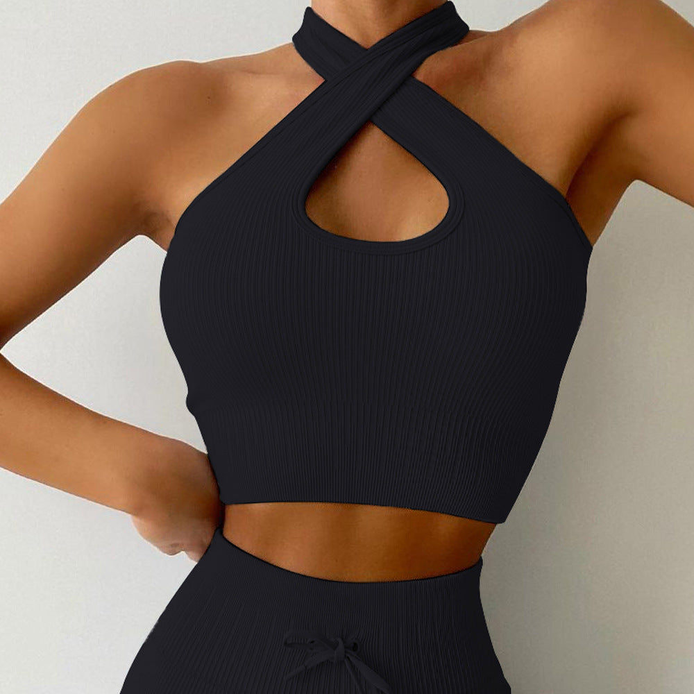 Ribbed Halter Keyhole Crop