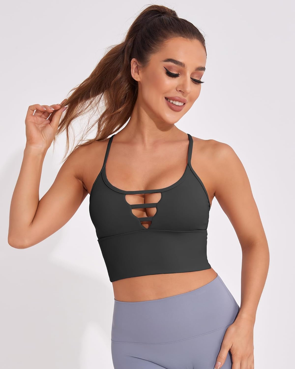 Fitness Top for Women High Support Strappy Built in Bra Padded
