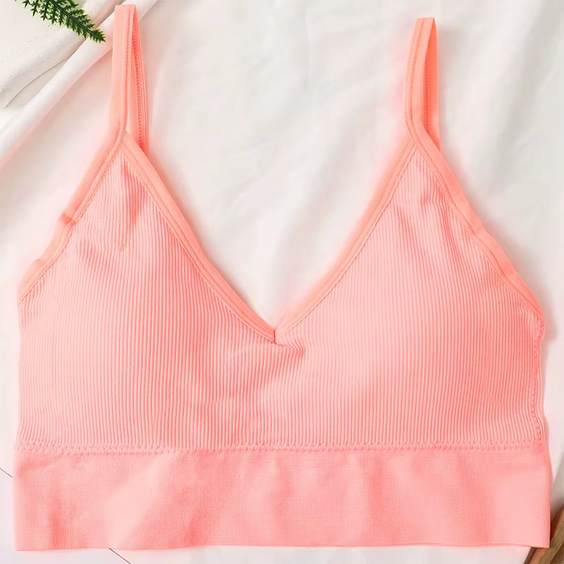 Women Crop Top Seamless Tube Top Underwear Low Back Bra Sports Fitness Top Streetwear Tank Bandeau Lingerie Removable Pad