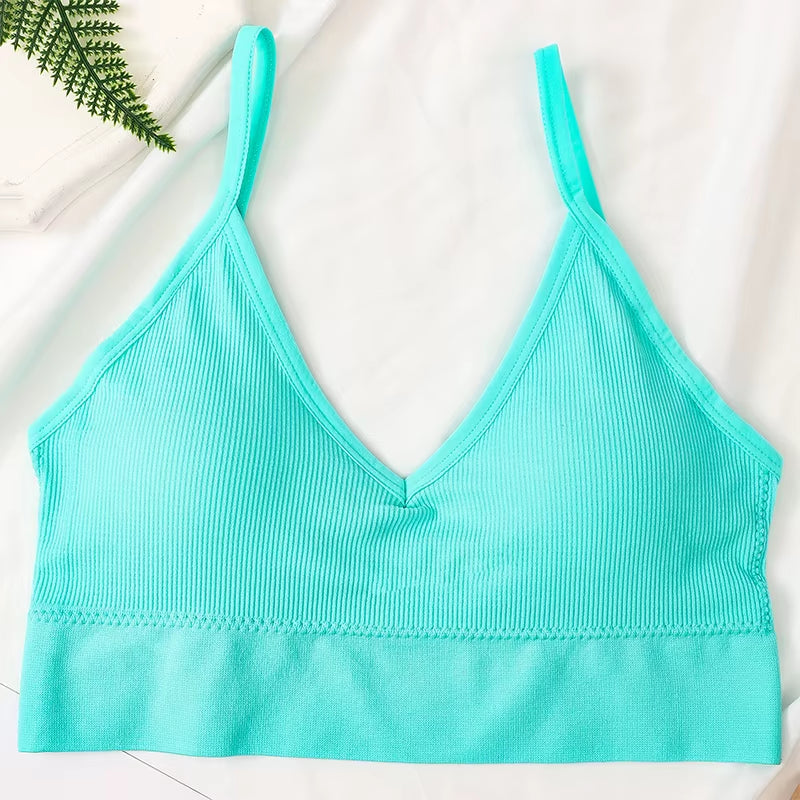 Women Crop Top Seamless Tube Top Underwear Low Back Bra Sports Fitness Top Streetwear Tank Bandeau Lingerie Removable Pad