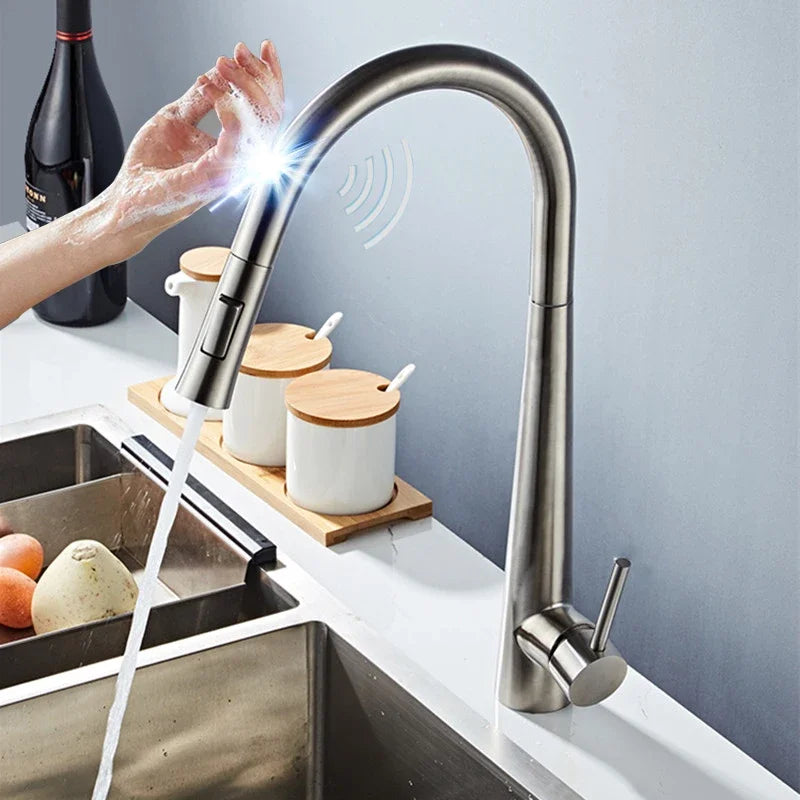 Stainless Steel Sensor Kitchen Faucets, Smart Touch