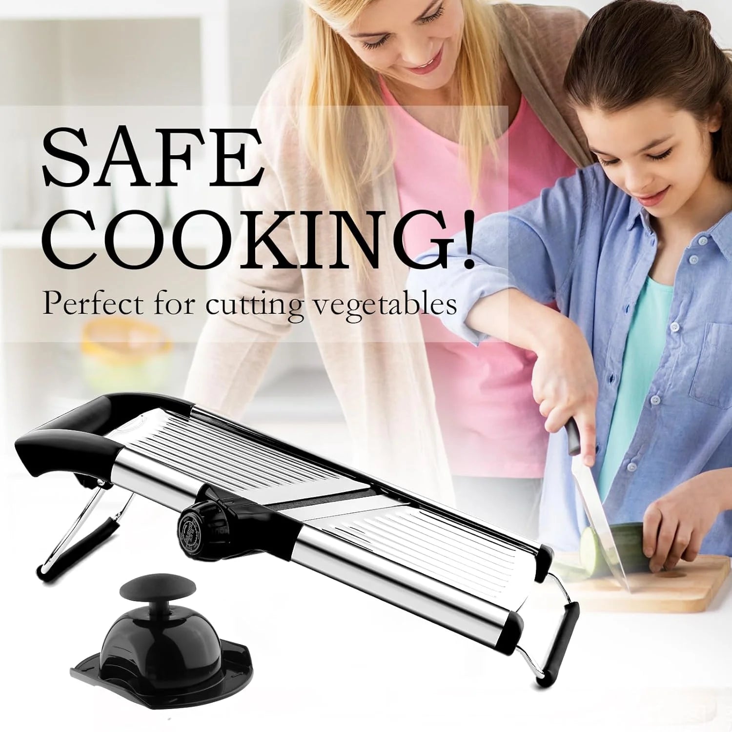 Mandoline Food Slicer, Adjustable Stainless Steel Vegetable Slicer with Hand Guard