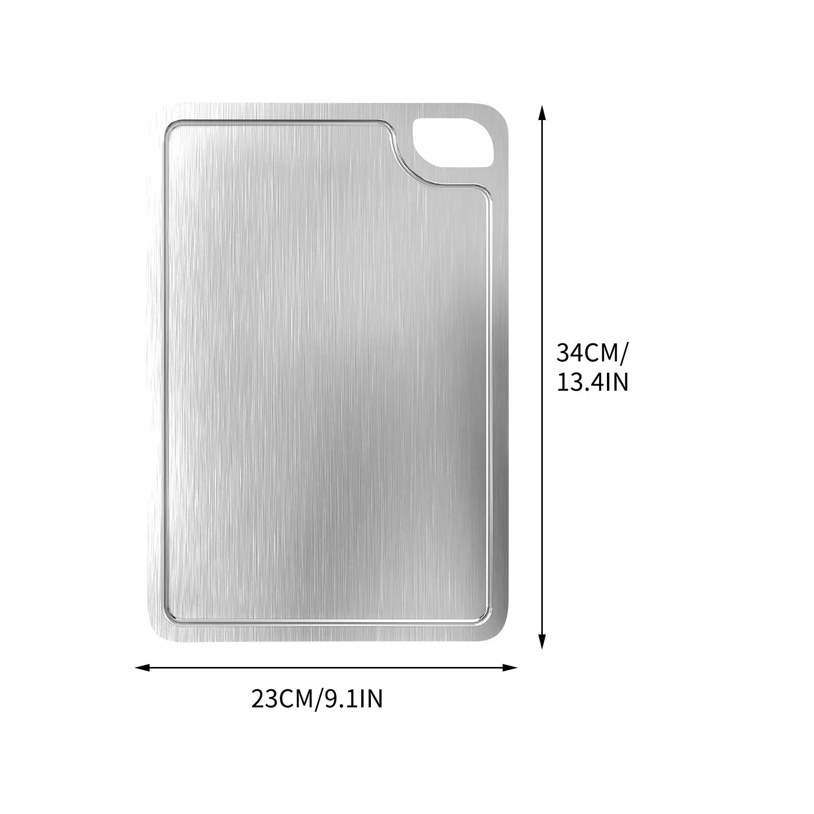 Stainless Steel Double-Sided Chopping Board with Grooves, Non-Stick and Easy Clean