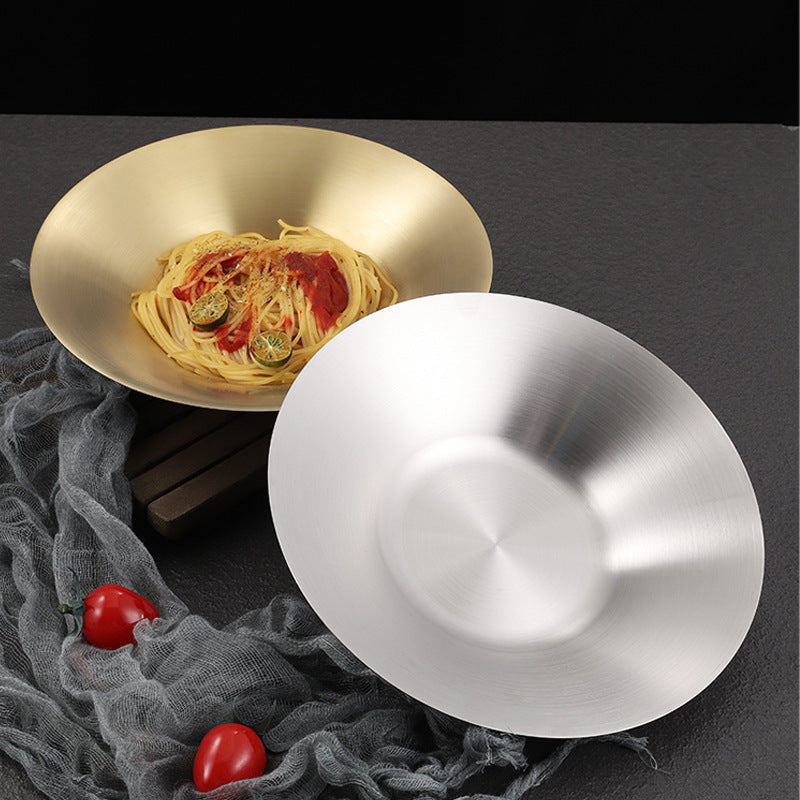 Stainless Steel Dinner Golden Round Fruit Plate