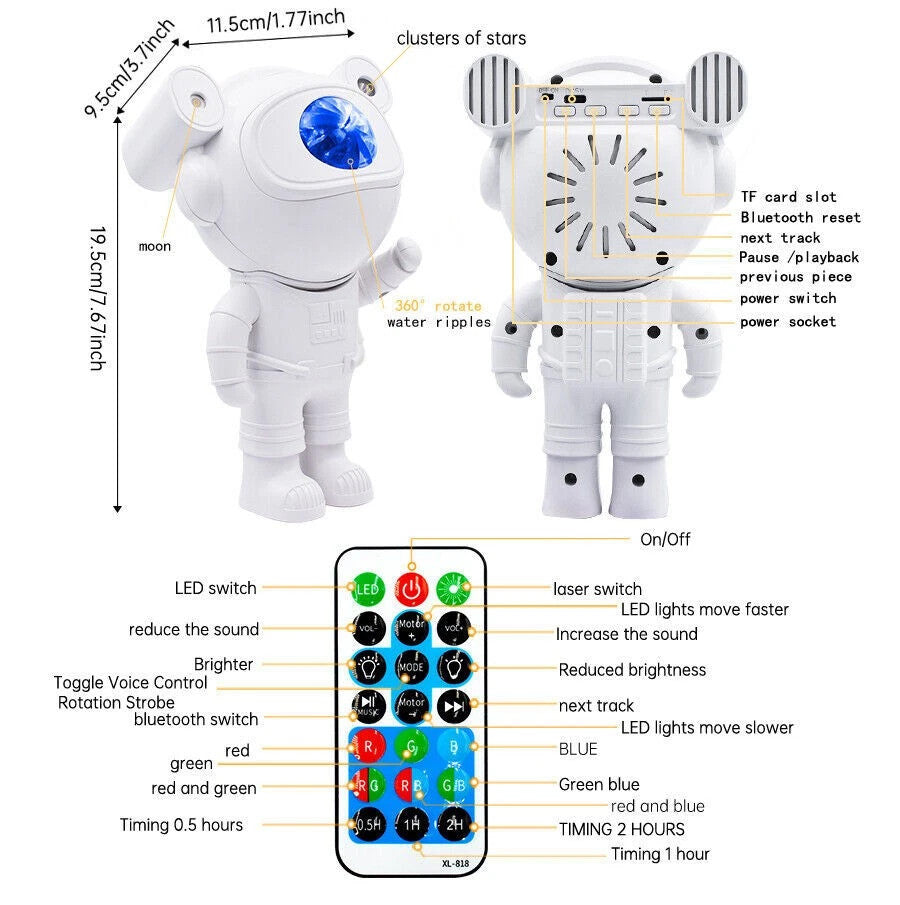 Astronaut Space Buddy Projector Lamp W/ Remote