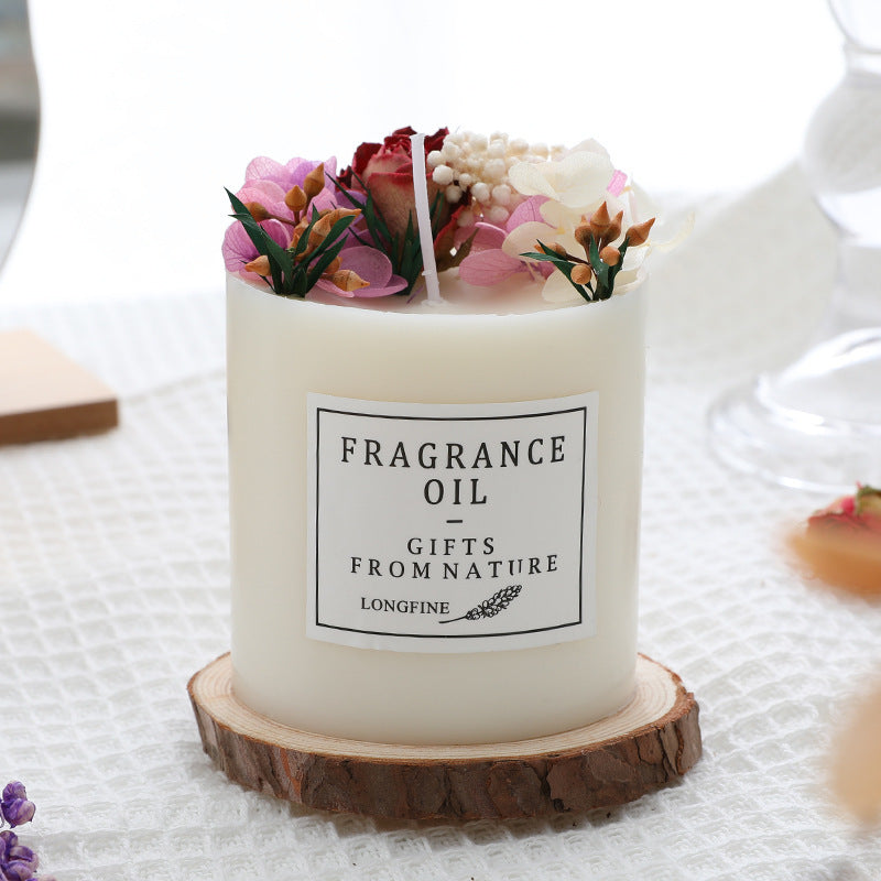 Artisan Scented Candle with Dried Flowers & Fragrance Oil