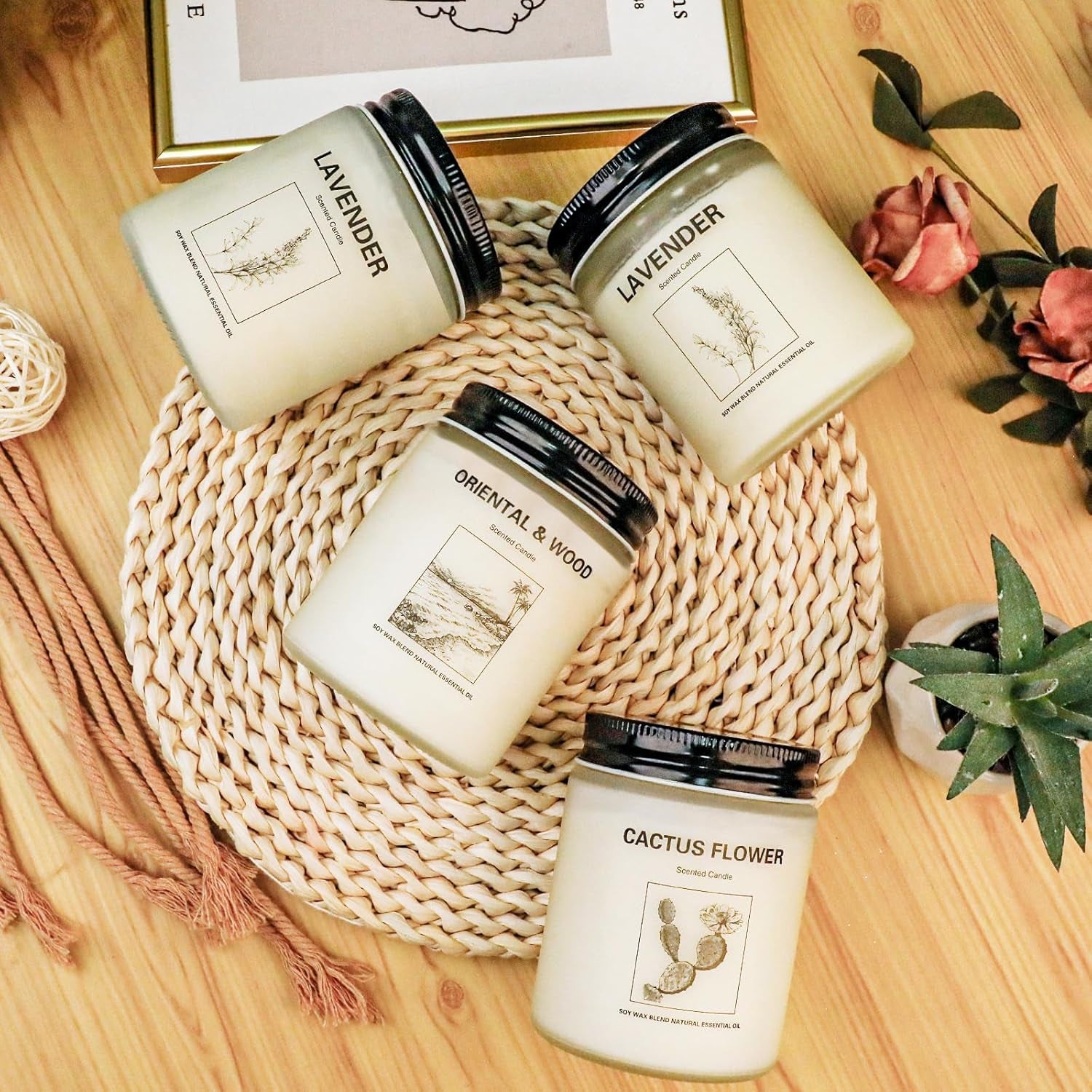 Candles for Home Scented, Lavender Candle Gifts Set, Made with Natural Soy Wax & Essential Oils, 6 Pack 42 Oz Candles