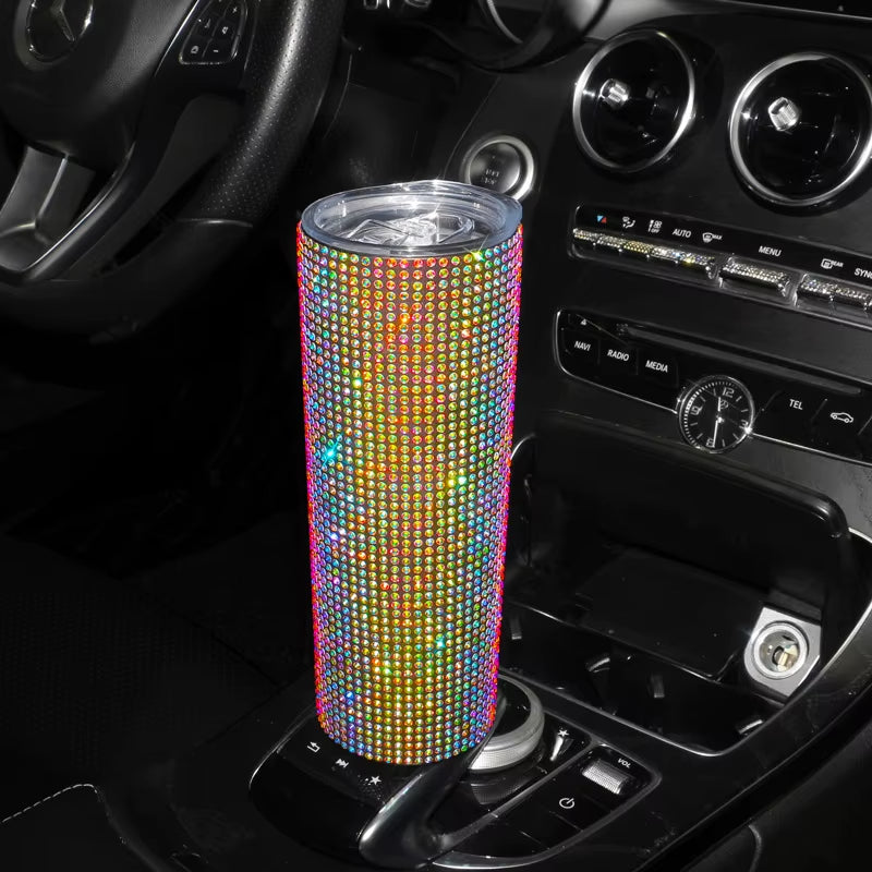 20 oz. Sparkling Diamond Stainless Steel Tumbler Cup with Lid and Straw