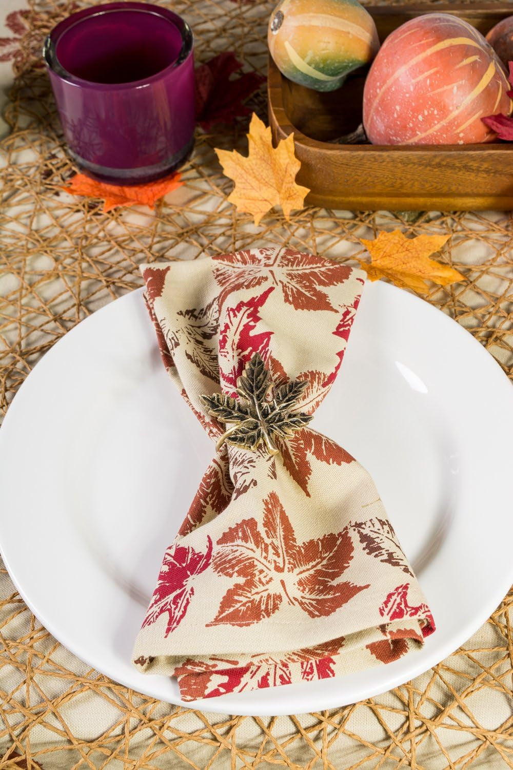 Rustic Autumn Leaves Cotton Napkin Set – 6 Pack (20x20)
