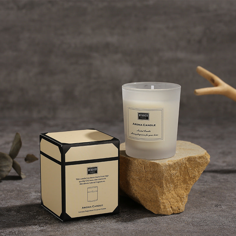 Aromatic Elegance Scented Candles - Frosted White & Black Glass