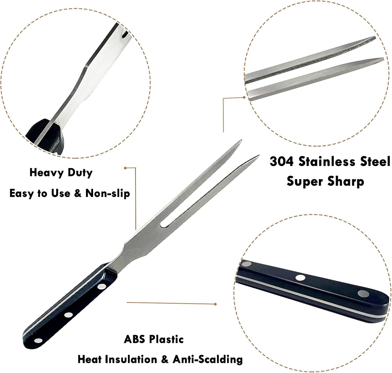 Carving Fork, Meat Forks, 10 Inch Long Stainless Steel Forks for BBQ, Barbecue, Serving, Cooking, Grilling, Roasting (2, 10 Inch)