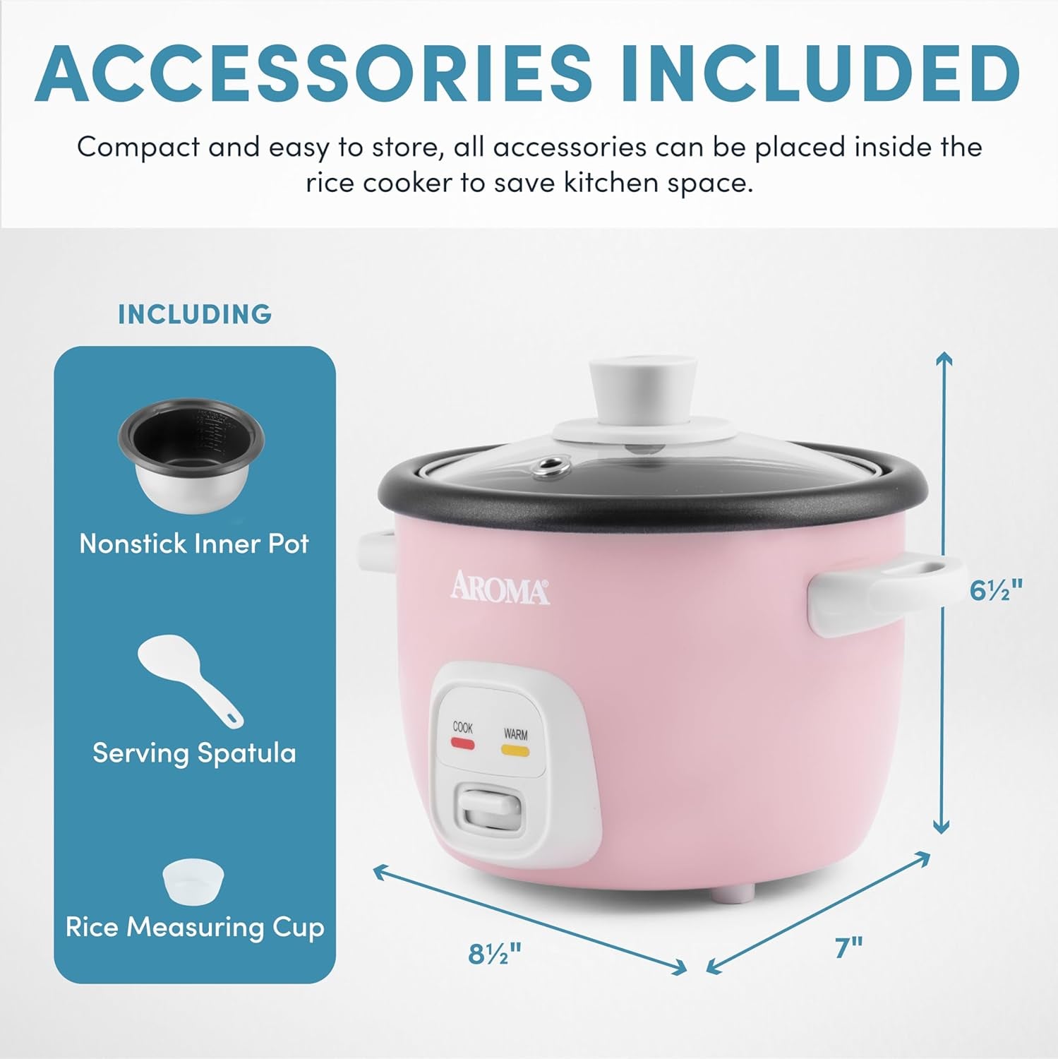 Housewares 4-Cups (Cooked) / 1Qt. Rice & Grain Cooker, Pink