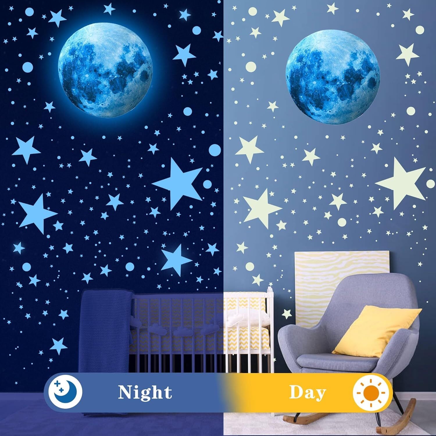 Glow in the Dark Stars & Moon Galaxy Wall Stickers