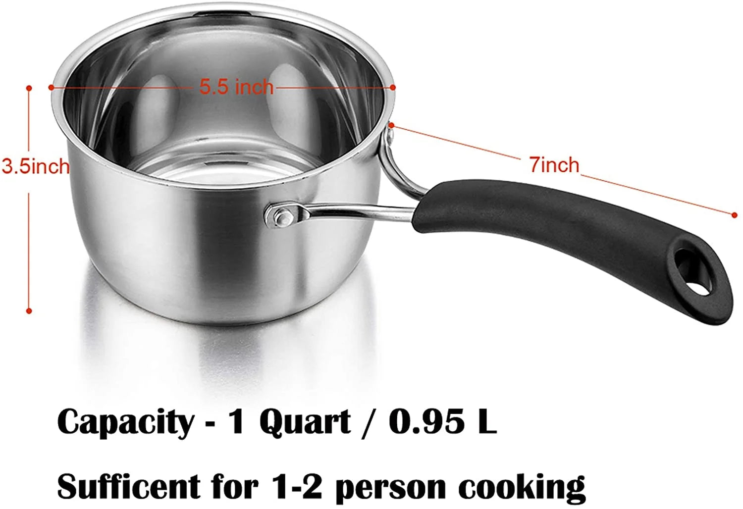 1 Quart Saucepan, Stainless Steel Saucepan with Lid, Small Sauce for Home Kitchen Restaurant Cooking
