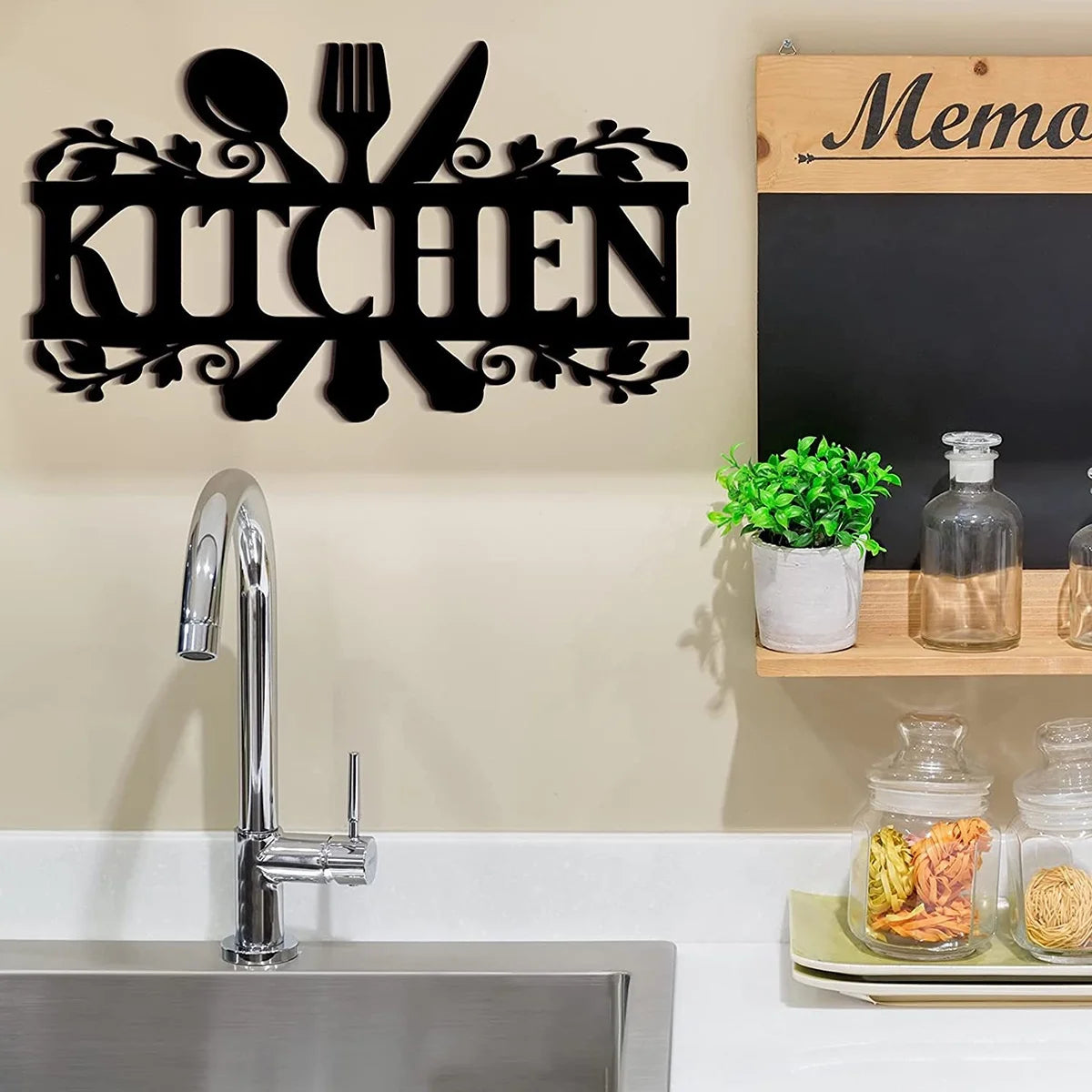 Kitchen Wall Sign Black for Dining Room Kitchen Decor
