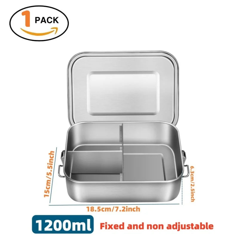 Bento Lunch Box Adults, Stainless Steel Airtight Lunchbox Food Taper Meal Prep, BPA-Free