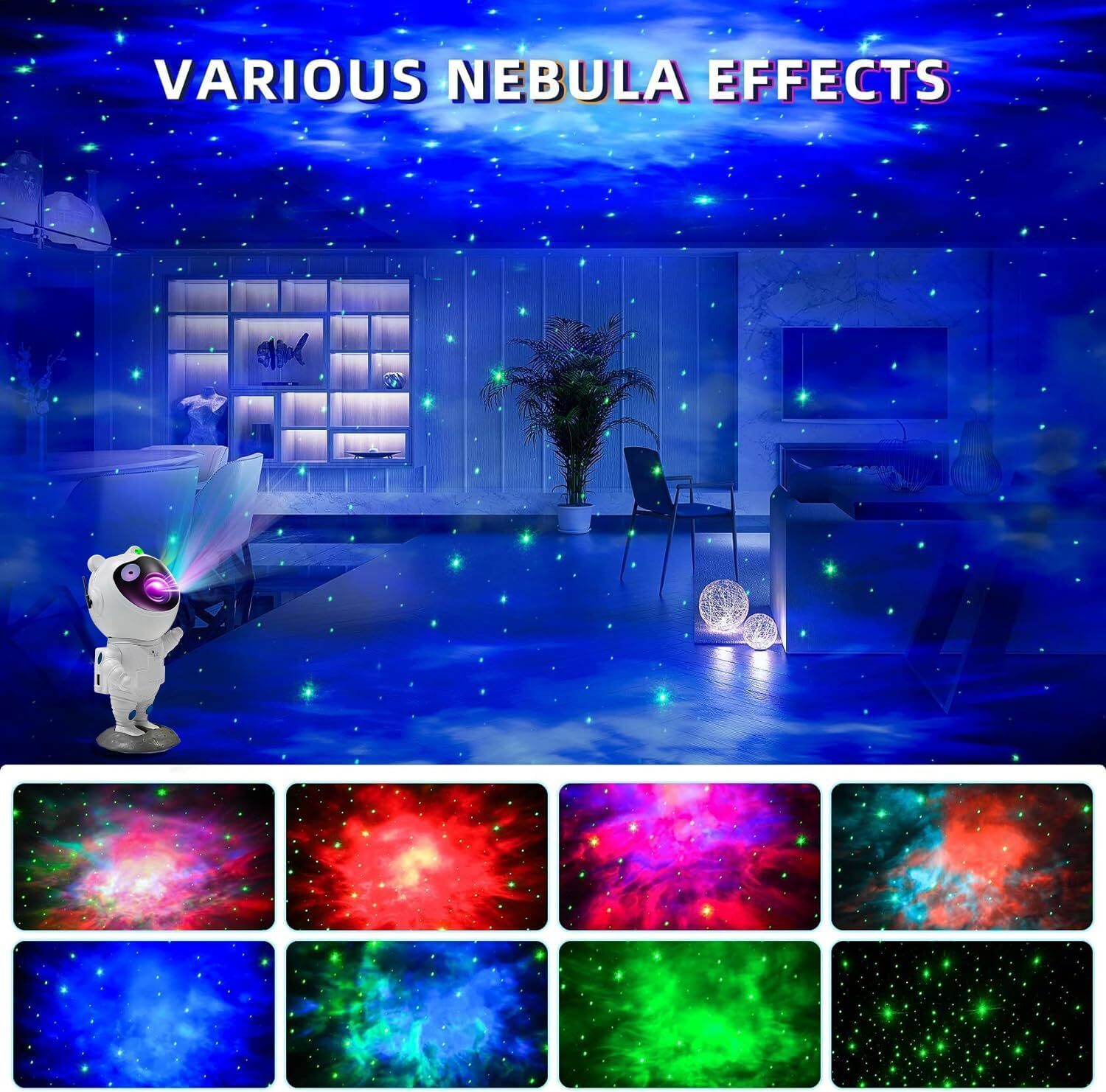 Galaxy Projector Astronaut Night Light with Remote Nebula Star Ceiling Lights
