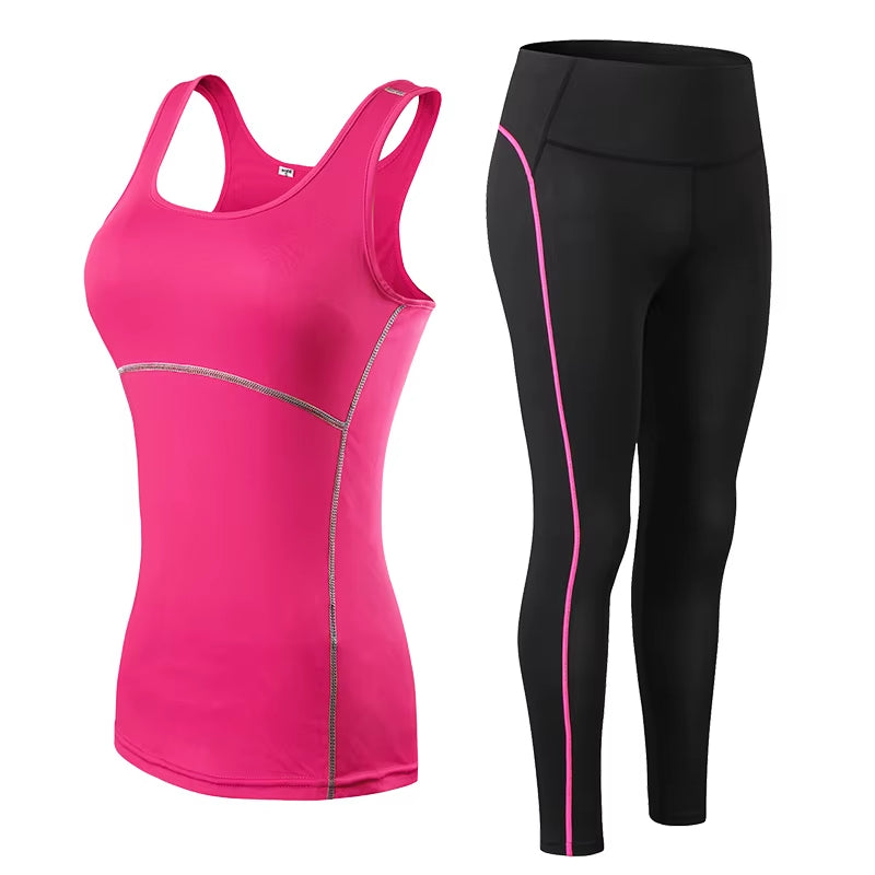 2023 Sports Running Cropped Top +Leggings Set Women Fitness Suit Yoga Sets Gym Trainning Set Clothing Workout Fitness Women Yo