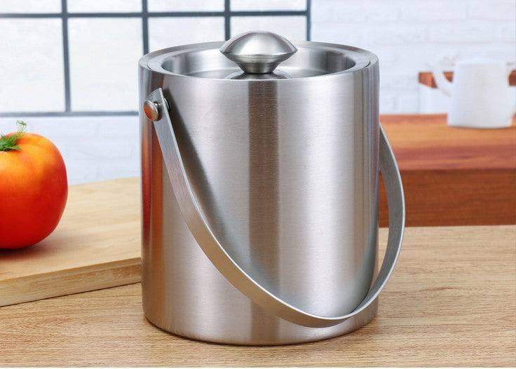 Double-layer Insulation Portable Stainless Steel Ice Bucket With Lid