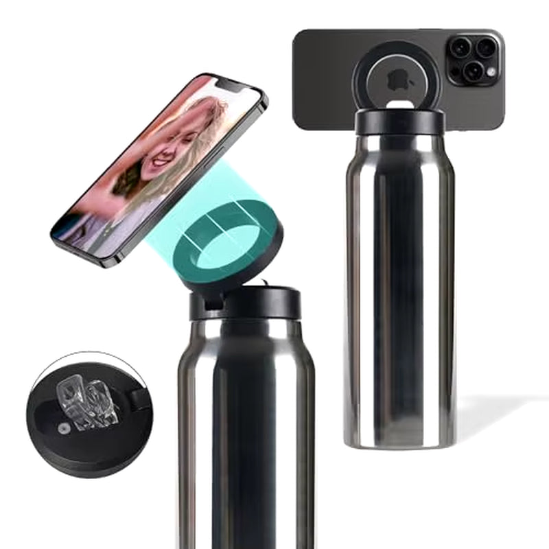 Insulated Stainless Steel Water Bottle with Magnetic Phone Tripod