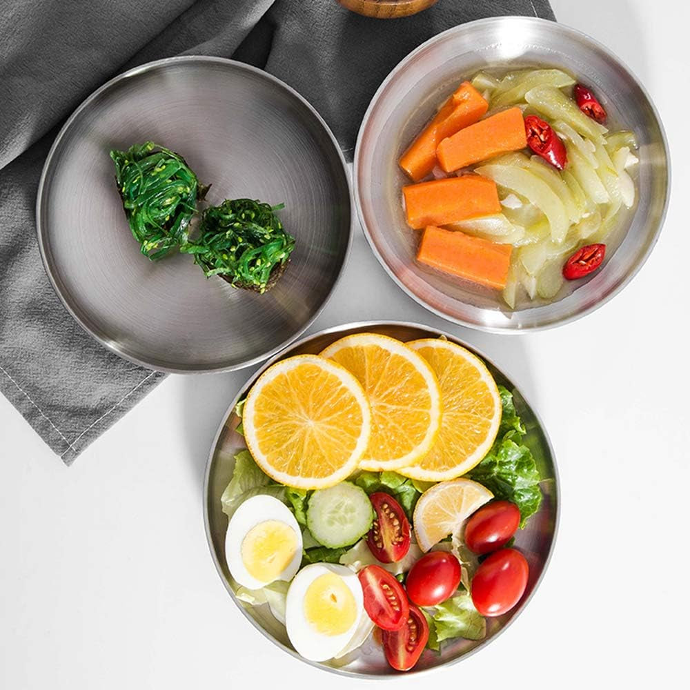 2 Set Reusable Stainless Steel round Plate - 12 Inch - Dishwasher Safe