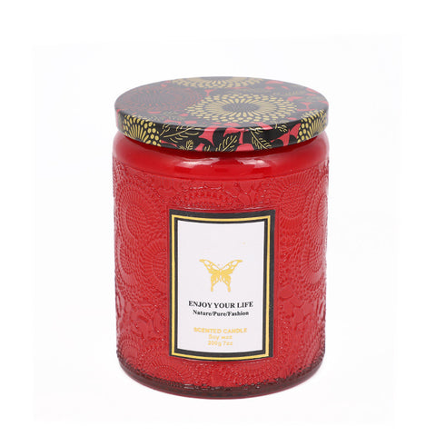 "Enjoy Your Life" Vibrant Scented Candles in Decorative Glass Jars