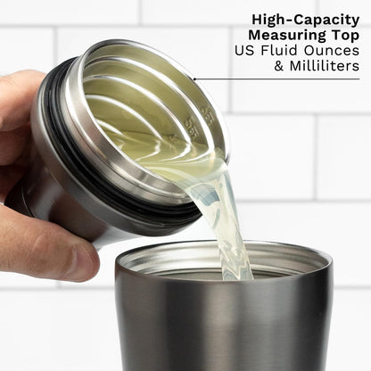 28 oz. Stainless Steel Hybrid Cocktail Shaker - Premium Vacuum Insulated Gunmetal - Innovative Measuring System