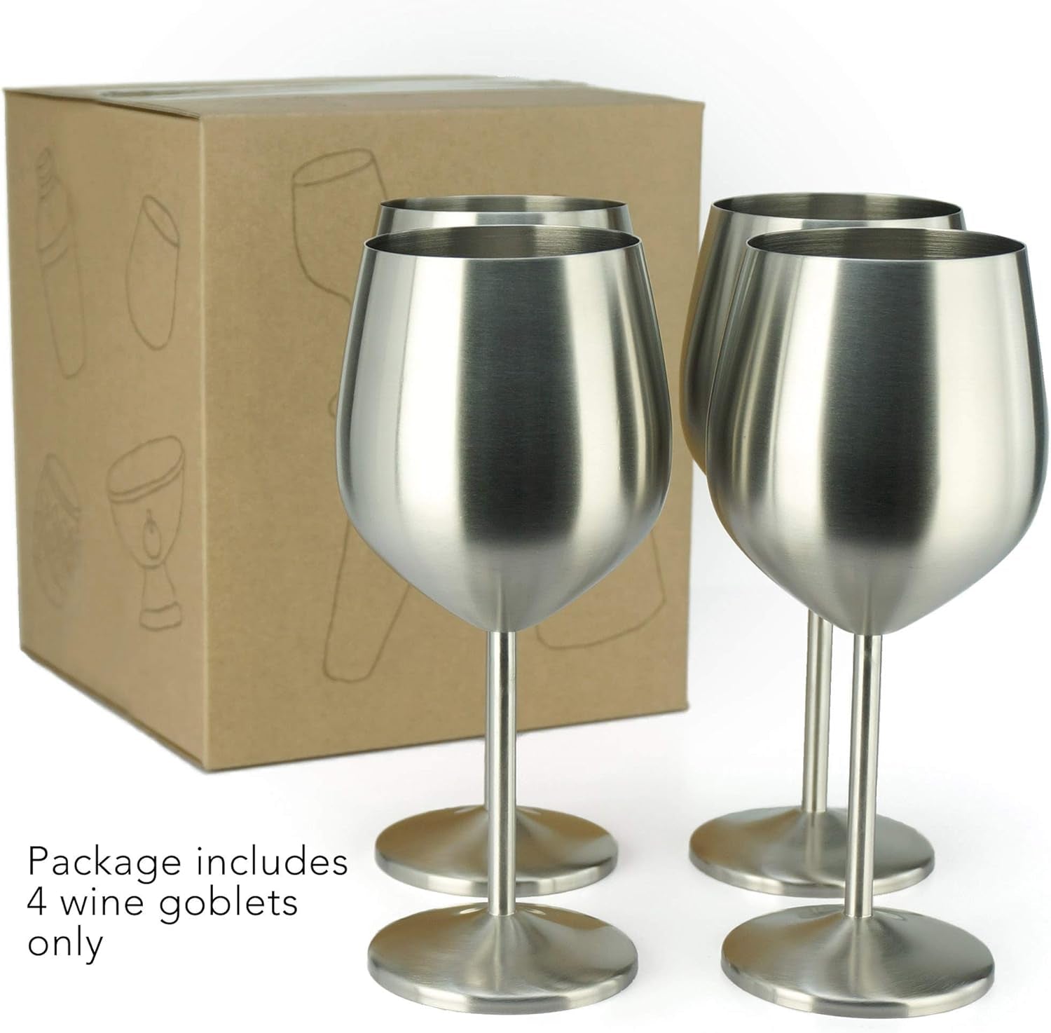 18.5 oz. Stainless Steel Wine Glass - Set of 4 