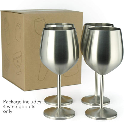 18.5 oz. Stainless Steel Wine Glass - Set of 4 