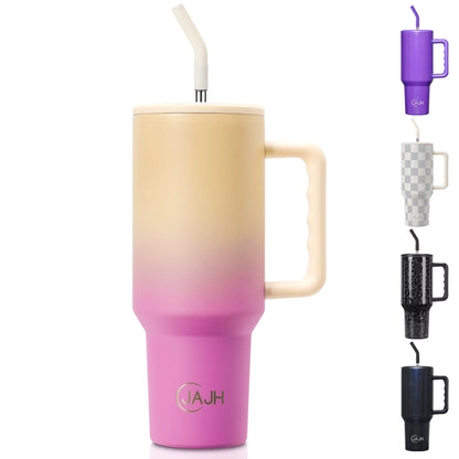 40 Oz Tumbler with Handle and Straw Lid, Insulated Stainless Steel 
