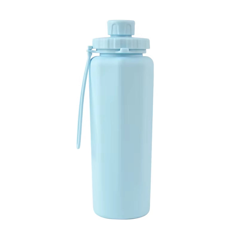 600ML Collapsible Water Bottle Silicone Foldable Water Cup Outdoor Sports Leakproof Reusable Kettle for Travel Camping Yoga