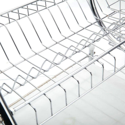 2-Tier Stainless Steel Standing Drying Dish Rack with S Shape Design, Kitchen Cutlery Holder Shelf