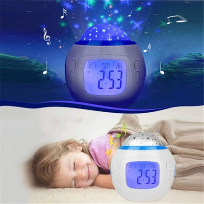 LED Projector Night Light, Digital Alarm Clock with Music 