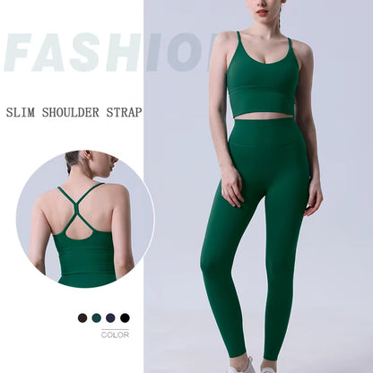 2 Piece Yoga Clothes Women'S Tracksuit Athletic Wear Pilates Fitness Suit Gym Workout Push up Clothes Sports Bra Leggings Suit