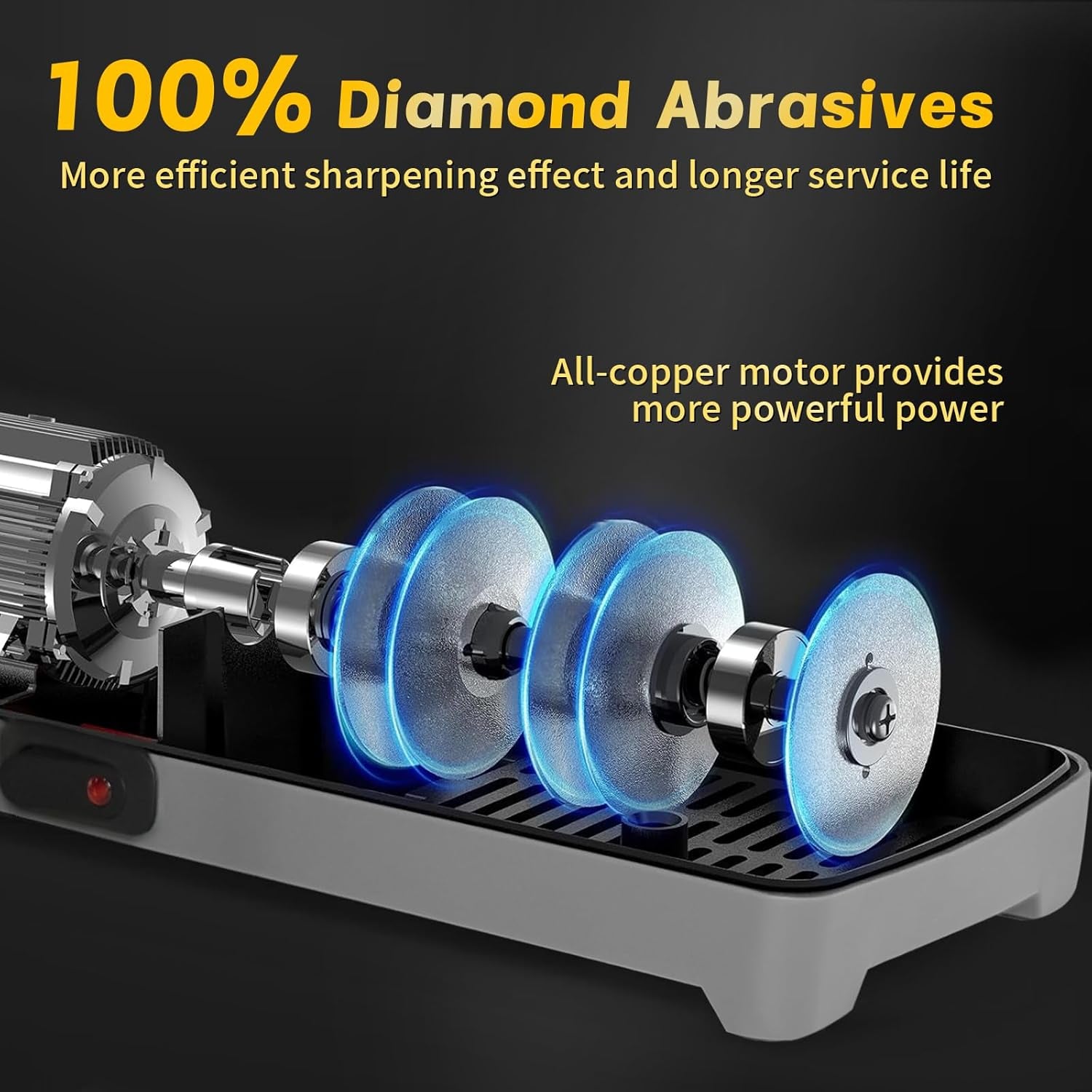 Professional 3-Stage Electric Knife Sharpener for Kitchen Knives, with 100% Diamond Abrasive 20° Precision Angle Guide