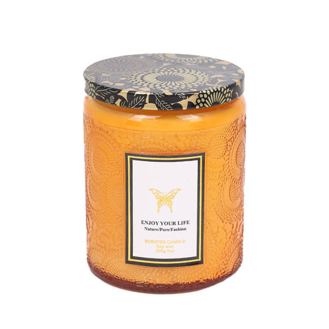 "Enjoy Your Life" Vibrant Scented Candles in Decorative Glass Jars