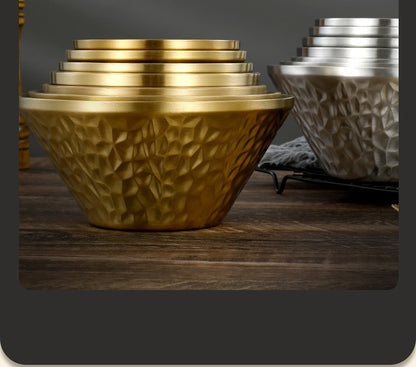 Stainless Steel Hammered Bamboo Hat Rice Bowl