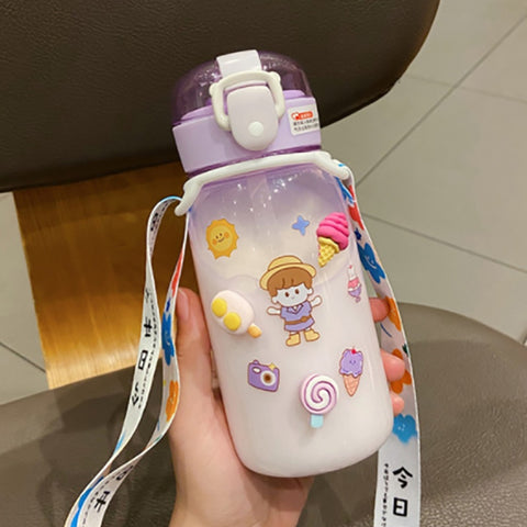 Portable Hydration Bottle with Frosted/Clear Finish & Strap