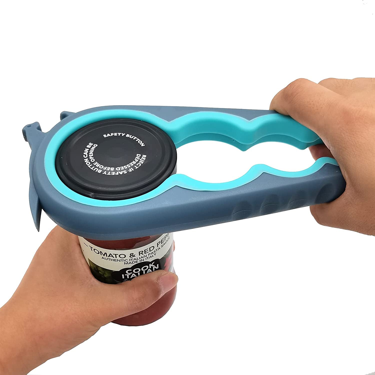 Bottle Opener and Can Opener for Weak Hands with Low Strength, Get Lids off Easily (Blue and Grey)