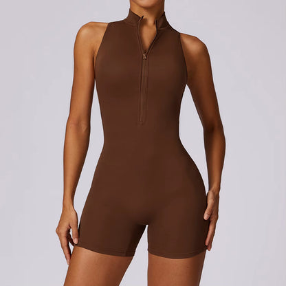 Backless Fitness Suit for Women with Zipper 
