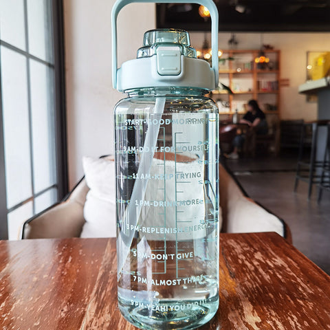 2 Liter Motivational Water Bottle with Time Markers and Straw: Crush Your Hydration Goals!