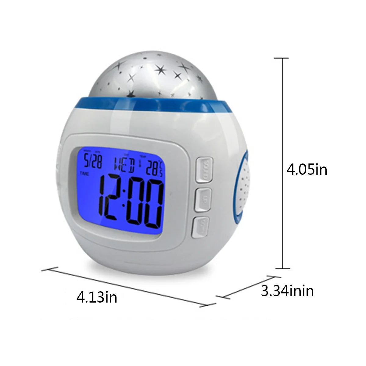 LED Projector Night Light, Digital Alarm Clock with Music 