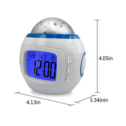 LED Projector Night Light, Digital Alarm Clock with Music 