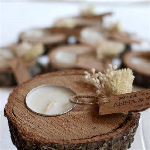 Rustic Wood Slice Tea Light Holder