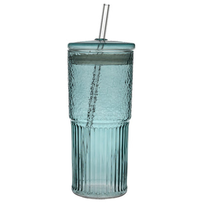 Glass Straw Cup Glass With Lid Large Capacity Girls' Gifts Summer Juice Internet Celebrity Cool Drinks Cup