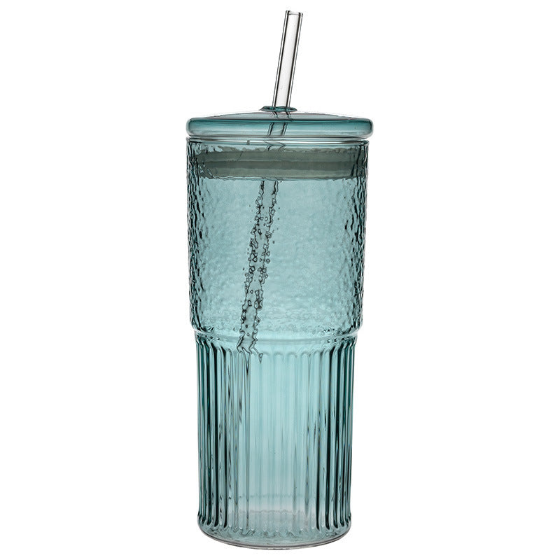 Glass Straw Cup Glass With Lid Large Capacity Girls' Gifts Summer Juice Internet Celebrity Cool Drinks Cup