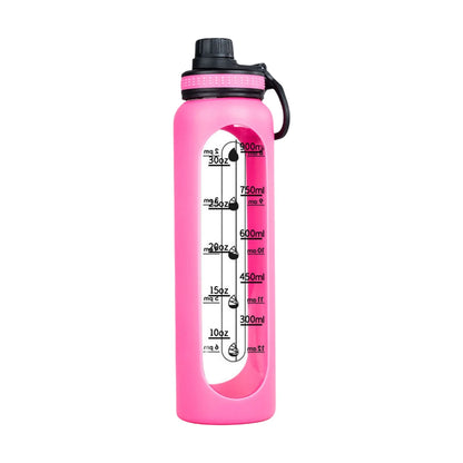 30Oz/800ML Glass Water Bottle, BPA-Free, Reusable Wide Mouth Large