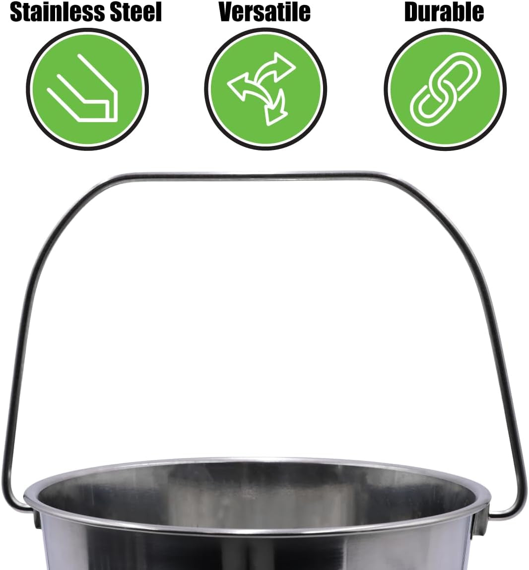 Stainless Steel Bucket (4 Gallon) - Great for Pets, Cleaning, Food Prep